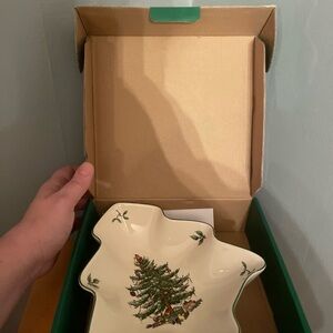 Slope Christmas Tree Dish In Box Vintage Ceramic EUC Holiday Decor 1983 8in